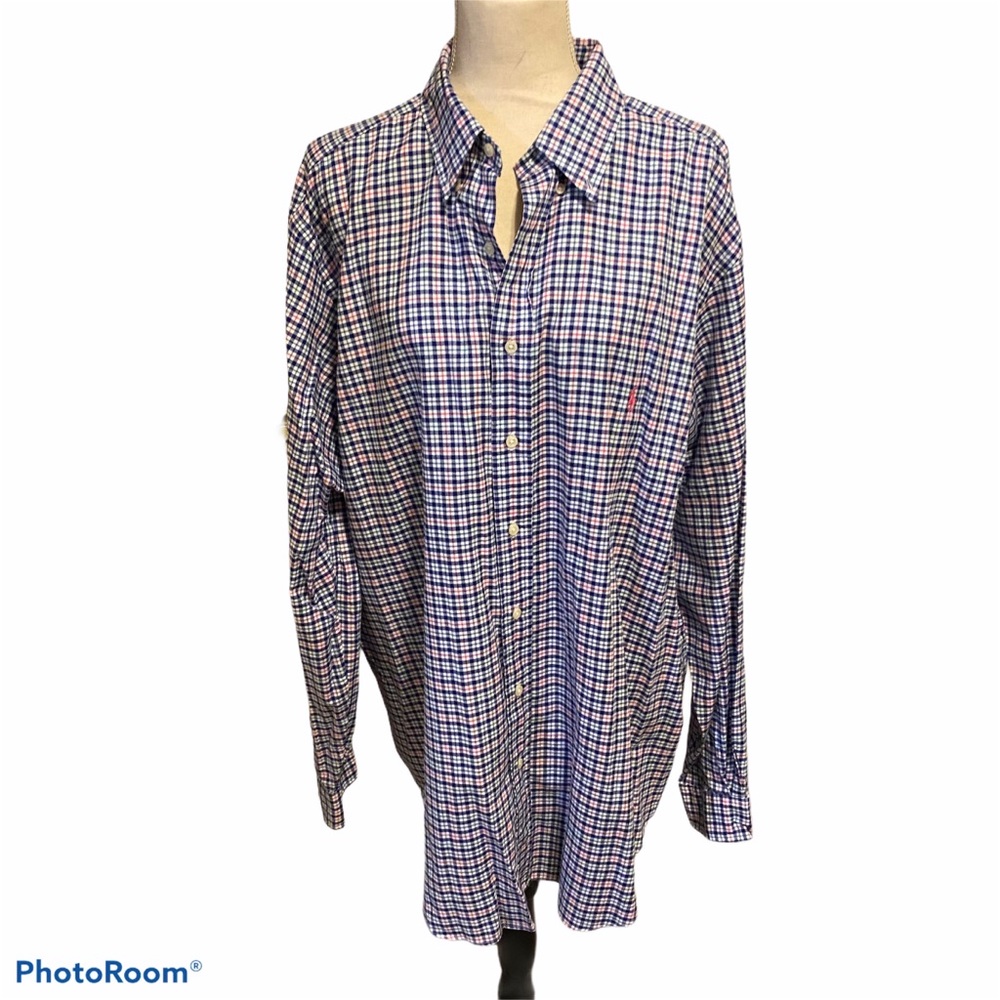 Ralph Lauren Men’s Blue/Pink/Green Dress Shirt XLT